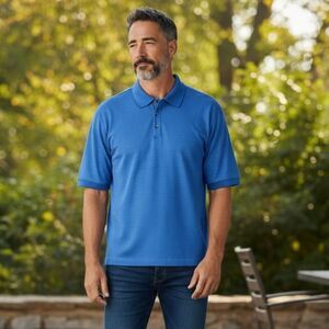 Tommy Bahama Men's XL Blue‎ Striped Short Sleeve Polo Shirt